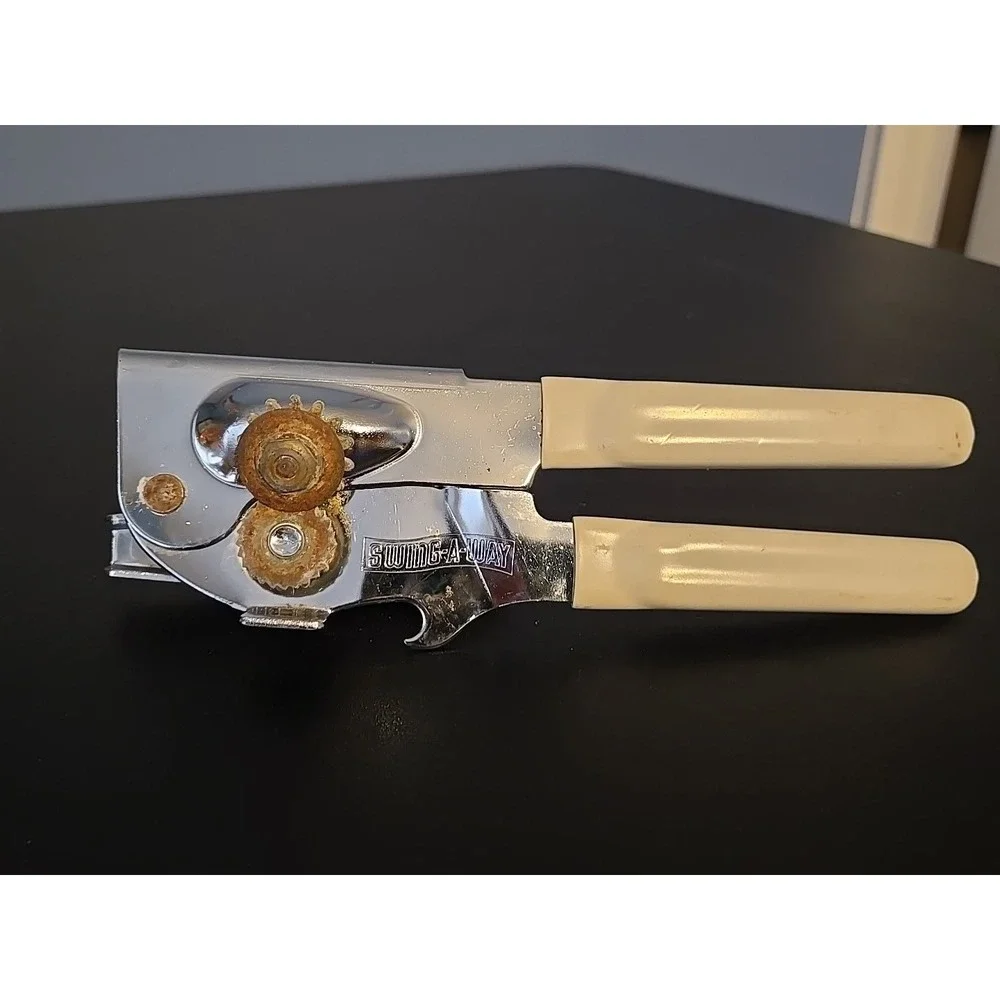 Vintage Swing Away Can & Bottle Opener‎ Made In USA Handheld Ivory Handle Cover